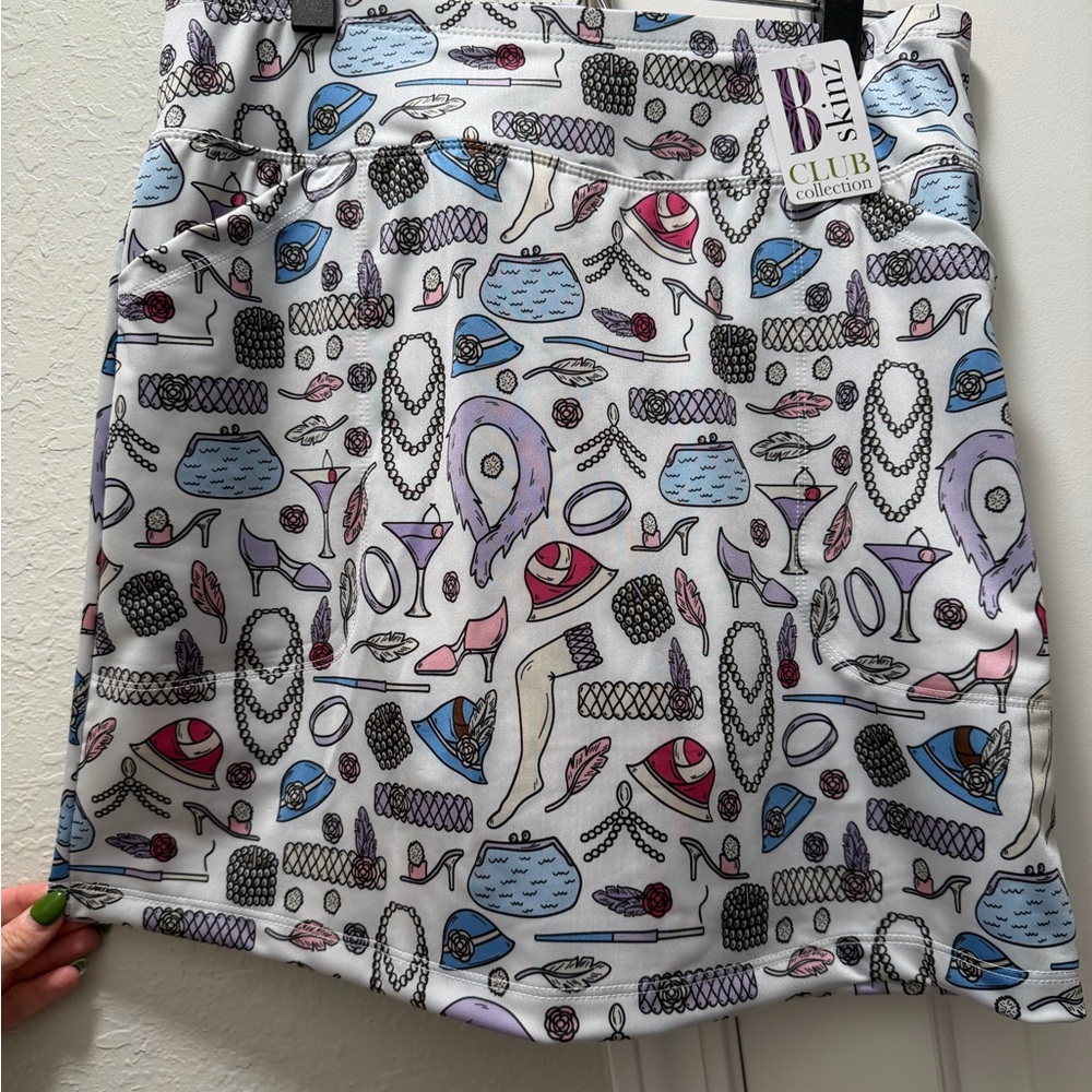 B Skinz Gatsby Golf Skort‎ Womens Medium White Club Collection NWT